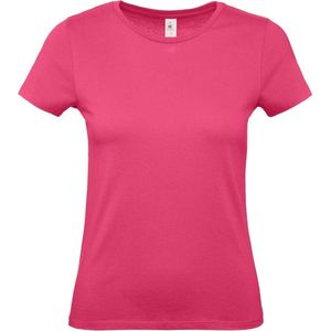 Set van 3x stuks fuchsia roze basic t-shirts met ronde hals voor dames - katoen - 145 grams - shirts / kleding, maat: 2XL (44)