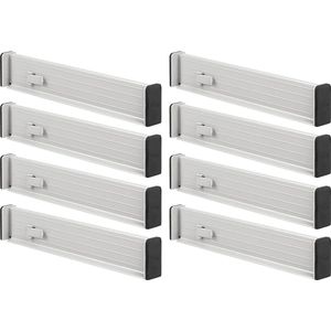 Verstelbare lade-inzet - praktische lade-organizer voor kasten - flexibele kunststof ladeverdeler - set van 8 - lichtgrijs - slaapkamer-organisatie