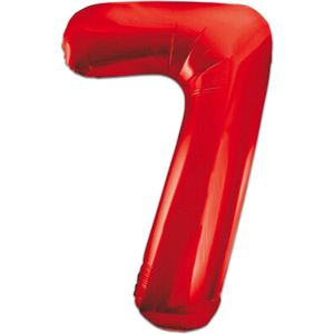 LUQ - Cijfer Ballonnen - Cijfer Ballon 7 Jaar rood XL Groot - Helium Verjaardag Versiering Feestversiering Folieballon