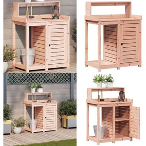 vidaXL Oppottafel met schappen 82,5x50x109,5 cm massief douglashout - Oppottafel - Oppottafels - Tuinwerktafel - Ompottafel