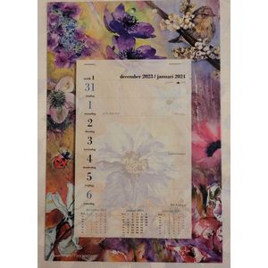 LIBOZA - Week-wandkalender 2024 - Prachtig geïllustreerd door Tiny Weijers - Bloemen/Diertjes - Met Eco Pen - Veel schrijfruimte - Stevig kartonnen achterkant - Ophanggaatje - Cadeau - verjaardag - Valentijn - Moederdag - Zo maar
