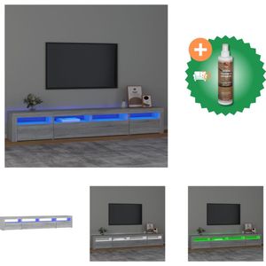 vidaXL Tv-meubel met LED-verlichting 240x35x40 cm grijs sonoma eiken - Kast - Inclusief Houtreiniger en verfrisser