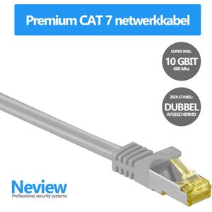 Neview - Cat 7 S/FTP netwerkkabel - 100% koper - 20 meter - Grijs - Dubbele afscherming - Cat 7 Internetkabel