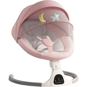 Rustive Babyschommel - Schommelstoel - Elektrische Wieg - Bluetooth - Met Display - Met Timer - 5 Schommelniveaus - Roze