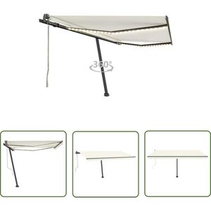 The Living Store Luifel automatisch met LED en windsensor 400x300 cm crèmekleur - Zonnedek - Buitendek - Parasol - Overkapping - Terrasoverkapping