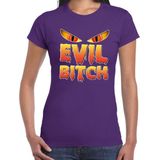 Halloween Halloween Evil Bitch verkleed t-shirt paars voor dames - horror shirt / kleding / kostuum XS