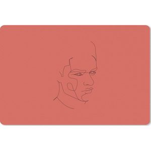 Bureau mat - Line art - Man - Rood - 60x40