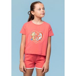 Woody Meisjes-Dames Pyjama koraalrood - maat 098/3J