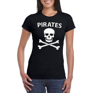 Piraten verkleed shirt zwart dames - Piraten kostuum - Verkleedkleding XL