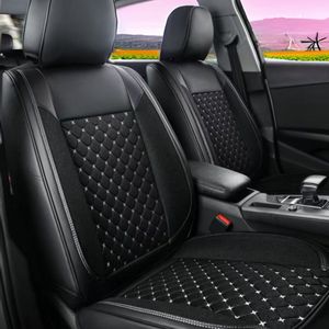 Autostoelhoezen voor BMW 1 serie E87 2004-2011 in pasvorm- 13-delige Set | Kunstleer | Zwart met witte naad | Voor- en Achterstoelen - CLS101