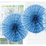 Decoratie waaier licht blauw 45 cm