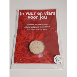 Waxine Wenskaart - met waxinelichtje - In vuur en vlam voor jou - cadeau tip