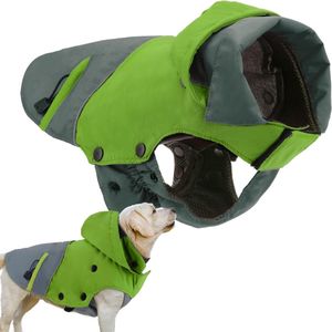 SHOP YOLO -Hondenjas-Waterdichte Honden- Winterjas Winddicht Warme Buiten Fleece-Maat: XL-Groen