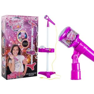 Karaokeset voor kinderen - roze - microfoon met standaard en MP3 padprojector