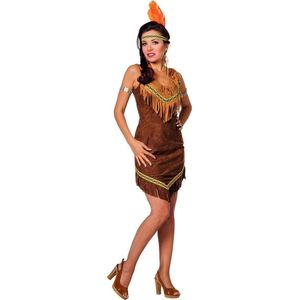 Wilbers & Wilbers - Indiaan Kostuum - Kuise Coyote Indiaan Colorado - Vrouw - Bruin - Maat 42 - Carnavalskleding - Verkleedkleding