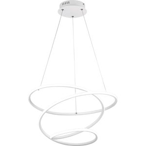 LED Hanglamp - Hangverlichting - Torna Bilona - 36W - Natuurlijk Wit 4000K - Dimbaar - Rond - Mat Wit - Aluminium