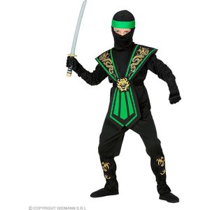 Widmann - Ninja & Samurai Kostuum - Gevreesde Draken Ninja Groen Kind - Jongen - Groen, Zwart - Maat 158 - Carnavalskleding - Verkleedkleding