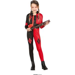 Guirca - Harley Quinn Kostuum - Rebelse Harley Biker - Meisje - Rood, Zwart - 3 - 4 jaar - Carnavalskleding - Verkleedkleding