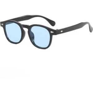Caimco® Captiri Zonnebril - Zwart/Blauw - Zonnebril - Zonnebrillen - Sunglasses - Festival Zonnebril - Rave Bril - Techno - Zwart Montuur - Blauwe Glazen - Zonnebril Heren - Zonnebril unisex