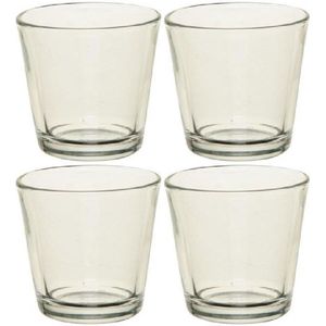 4x Theelichthouders/waxinelichthouders transparant glas 7 cm - Glazen kaarsenhouder voor waxinelichtjes 4 stuks