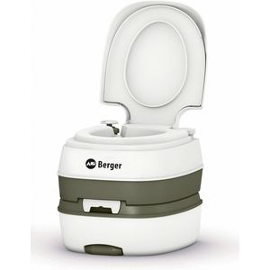 BERGER Campingtoilet Deluxe | Mobiel Toilet | Reis Toilet | Camping Toilet Draagbaar | Voor Camping | Buiten Kampeer Reis Outdoor Toilet | Camper Caravan Toilet | Wit