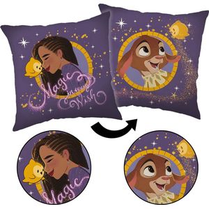 DISNEY Wish Vierkante Kussen, Decoratieve Kussen Paars 35x35 cm, OEKO-TEX