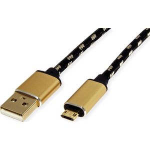 ROLINE GOLD USB 2.0 Kabel, USB A Male - Micro USB B Male, 0,8 m