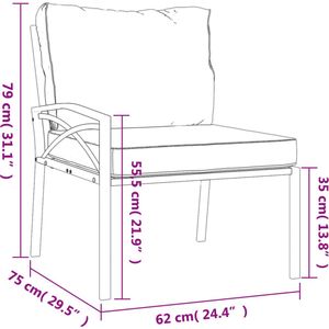 vidaXL - Tuinstoelen - met - zandkleurige - kussens - 2 - st - 62x75x79 - cm - staal