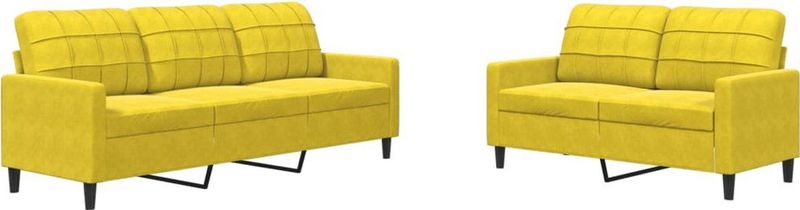 vidaXL - 2-delige - Loungeset - met - kussens - fluweel - geel