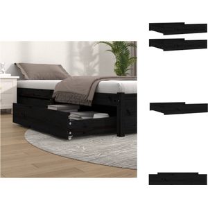 vidaXL Bedlade - Grenenhout - Zwart - 95 x 93 x 18 cm - Set van 2 - Bedonderdeel