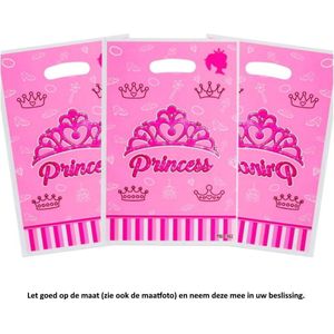 10 Uitdeelzakjes Roze Prinsessen Kroon - 16,5 x 25 cm - Cellofaan Plastic Traktatie Kado Zakjes - Snoepzakjes - Koekzakjes - Koekje - Cookie - Prinses - Princess - Pink