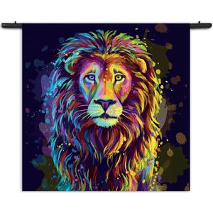 Mezo Wandkleed Colored Lion Rechthoek Vierkant XXL (180 X 180 CM) - Wandkleden - Met roedes