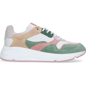 Manfield Suède Sneakers Groen/Roze