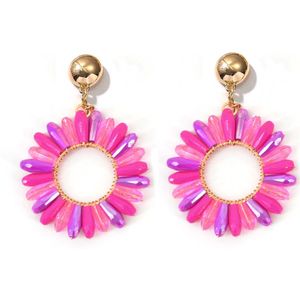 Sunny Beads Oorbellen - Roze | 5,5 x 4 cm | Bijoux / Kraaltjes | Fashion Favorite