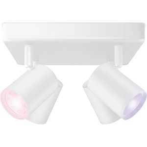 WiZ Opbouwspot Imageo Vierkant Wit 4 spots - Slimme LED-Verlichting - Gekleurd en Wit Licht - GU10 - 4x 5W - Wi-Fi