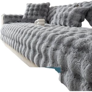 Bovista Bankhoes - Bankbeschermer - Stretch - Sofa Cover - Pluche - Lichtgrijs - Kussensloop 45x45
