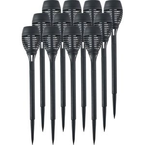 12x Solar tuinlampen fakkels/toortsen met vlam effect 48 cm - Tuinverlichting - Tuinlampen - Solarlampen op zonne-energie