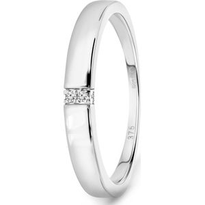 Miore - Ring met Diamanten Dames - 9 Karaat - Kleur Witgoud