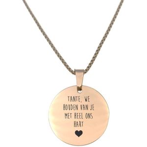 Ketting RVS - Rond - Rosegoud - Tante We Houden Van Je