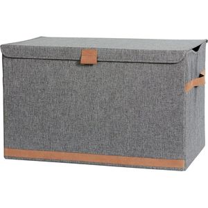 Premium Opbergbox met deksel - Extra groot en stevig - Grijs - 62x375x39 cm - Opbergkist van hoogwaardig stof