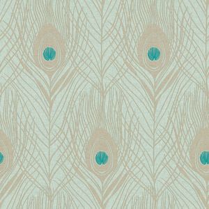 Natuur behang Profhome 369713-GU vliesbehang licht gestructureerd met exotisch patroon mat groen blauw goud 5,33 m2