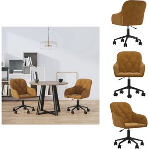 vidaXL Eetkamerstoelen - Bruin Fluweel - 56x61x(78-86) cm - Verstelbaar en Stabiel - Eetkamerstoel