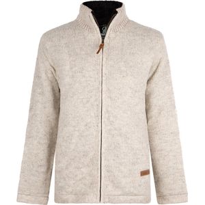 Gebreid Wollen Heren/Uni Vest van Schapenwol met Polyester Fleece voering en hoge kraag - SHAKALOHA - M Haddock Beige L.