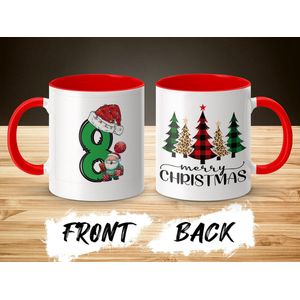 Favoriete Kerstman Mok, Groen nummer *** 8 *** Print, Rode Binnenkant, Perfect Cadeau Idee, Mooie Kerstdecoratie, Sinterklaas Plezier