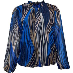 Blouse N203 kobalt print turtle LM Pink Lady maat S