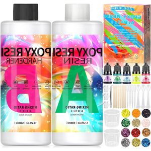 1016 ml Epoxyharsset Beginners - Harsgietset voor Handwerk - Glitter Houten Stokjes - Maatbeker - Kunstproject Epoxyhars Beginnersset
