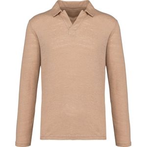 Native Spirit Linnen polo lange mouwen heren NS202 - Wet Sand - XL