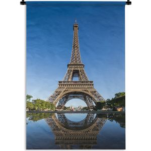 Wandkleed Eiffeltoren - Originele foto van de Eiffeltoren in Parijs Wandkleed katoen 120x180 cm - Wandtapijt met foto XXL / Groot formaat!