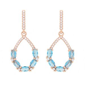 Velini jewels-EA2071AQ-Oorbellen -925 Zilver rosé- Gekleurde Cubic Zirkonia
