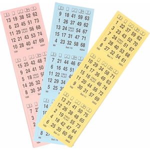 8x Bingokaarten 1-75 - 3 spellen per velletje - 8 blokken - Voor volwassenen